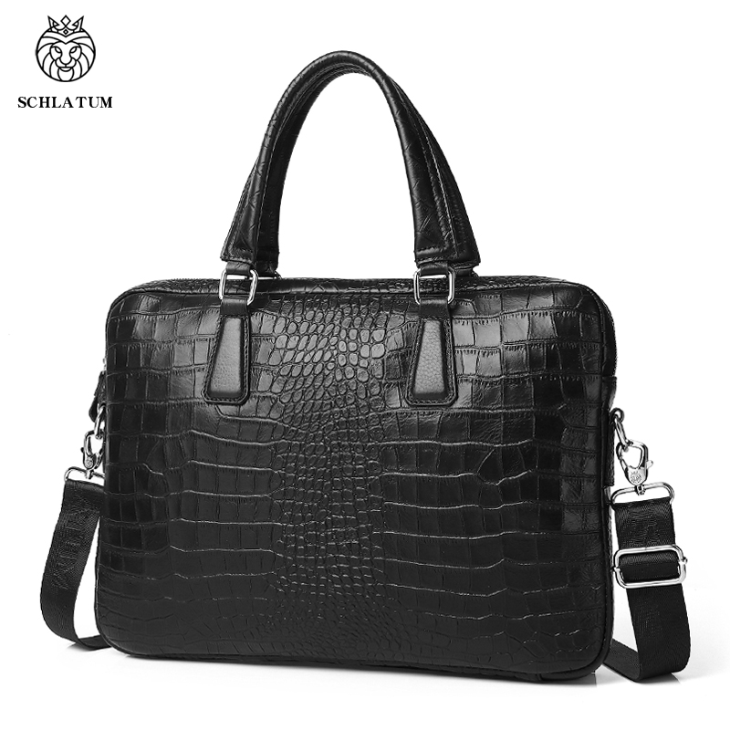 Luxury Bags That Fit Laptop - SCHLATUM prawdziwej skóry krokodyla ziarno teczki