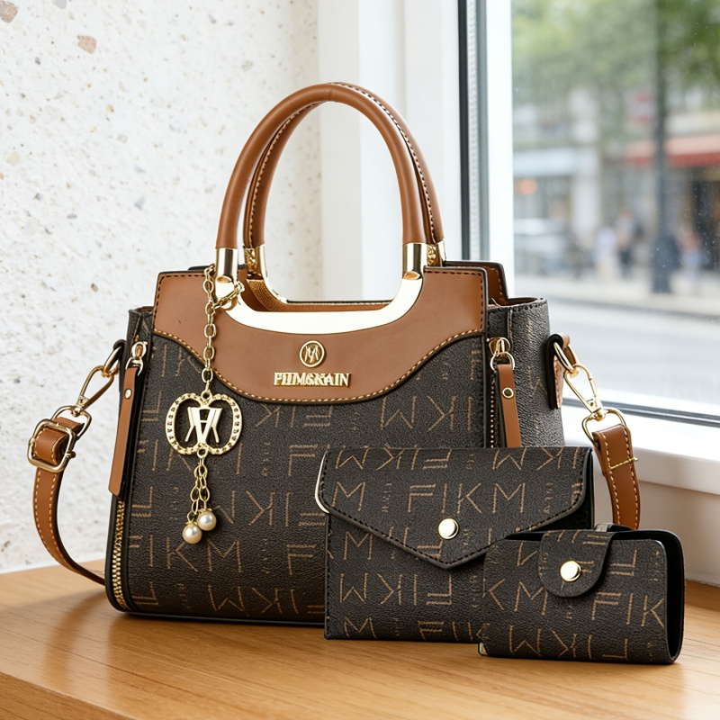 Luxury Bags With Zipper - 3-częściowy zestaw torebek z nadrukowanymi literami
