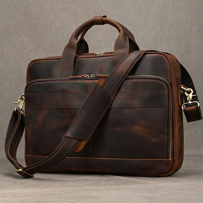 Laptop Bag Leather 15 - Crazy Horse prawdziwej skóry męska teczka