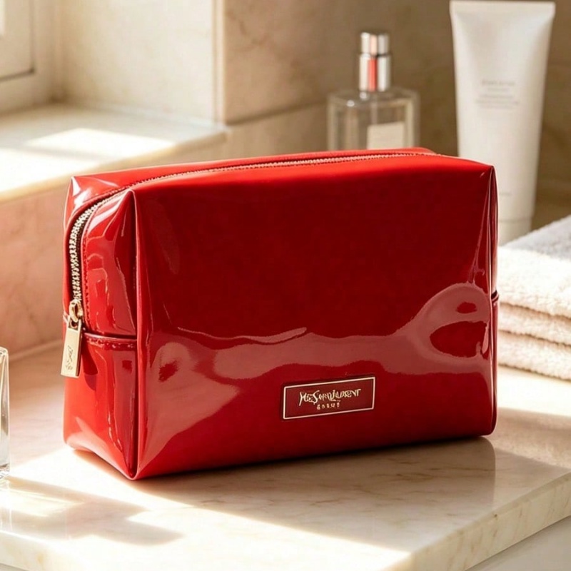 Luxury Bags Ysl - YSL BEAUTE Czerwona kosmetyczka z ekologicznej