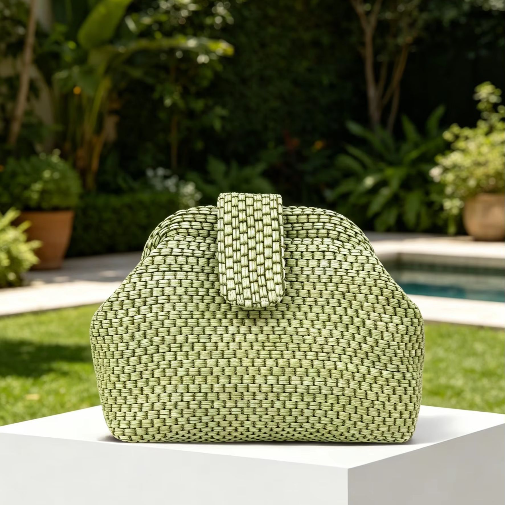 Luxury Bags Green - Francuska, lekko luksusowa, ręcznie tkana, twarda