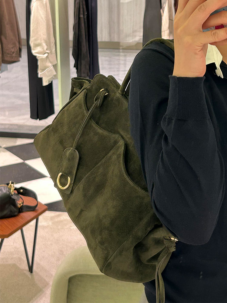 Luxury Bags Green - Zielona zamszowa torba typu tote o