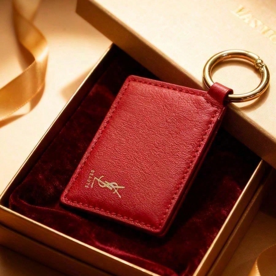 Luxury Bags Ysl - YSL Czerwone Skórzane Kwadratowe Mini Lusterko